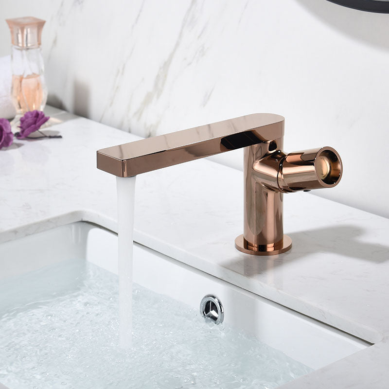 Modern Brass Bathroom Faucet Knob Handles Deck-mount Fixed Faucet Rose Gold Short Clearhalo 'Bathroom Remodel & Bathroom Fixtures' 'Bathtub Faucets' 'bathtub_faucets' 'Home Improvement' 'home_improvement' 'home_improvement_bathtub_faucets' 6952800