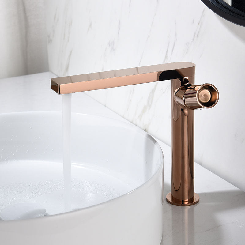 Modern Brass Bathroom Faucet Knob Handles Deck-mount Fixed Faucet Rose Gold Clearhalo 'Bathroom Remodel & Bathroom Fixtures' 'Bathtub Faucets' 'bathtub_faucets' 'Home Improvement' 'home_improvement' 'home_improvement_bathtub_faucets' 6952802