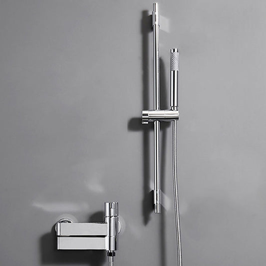 Contemporary Chrome Bath Faucet Trim Swivel Wall Mounted with Hand Shower Clearhalo 'Bathroom Remodel & Bathroom Fixtures' 'Bathtub Faucets' 'bathtub_faucets' 'Home Improvement' 'home_improvement' 'home_improvement_bathtub_faucets' 6952836
