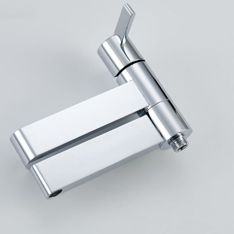 Contemporary Chrome Bath Faucet Trim Swivel Wall Mounted with Hand Shower Clearhalo 'Bathroom Remodel & Bathroom Fixtures' 'Bathtub Faucets' 'bathtub_faucets' 'Home Improvement' 'home_improvement' 'home_improvement_bathtub_faucets' 6952839