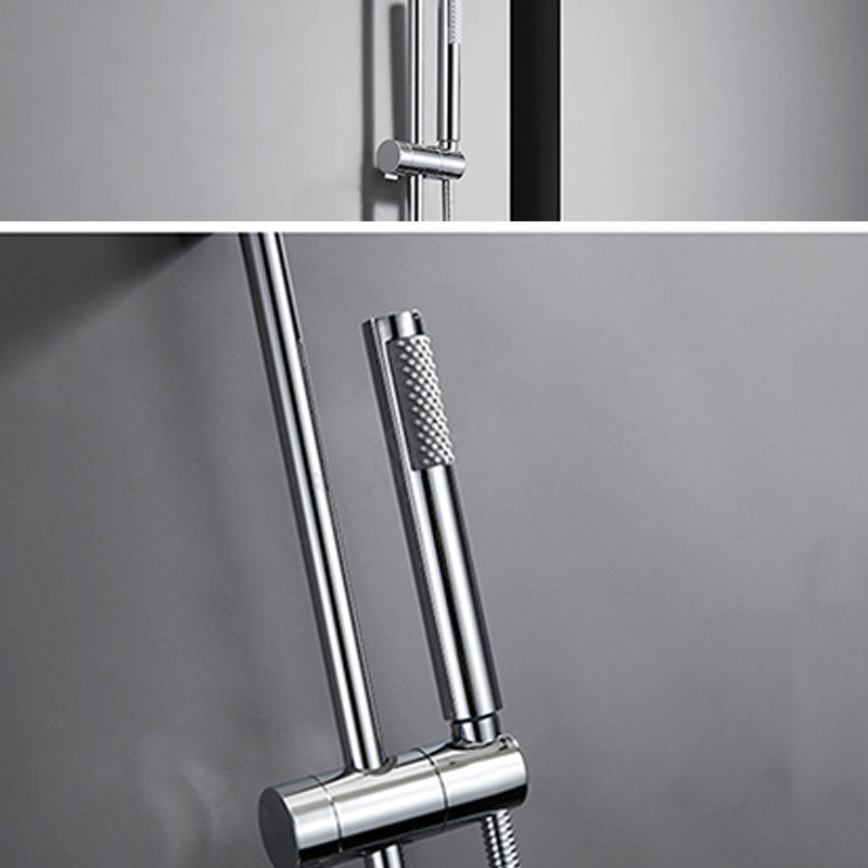 Contemporary Chrome Bath Faucet Trim Swivel Wall Mounted with Hand Shower Clearhalo 'Bathroom Remodel & Bathroom Fixtures' 'Bathtub Faucets' 'bathtub_faucets' 'Home Improvement' 'home_improvement' 'home_improvement_bathtub_faucets' 6952840