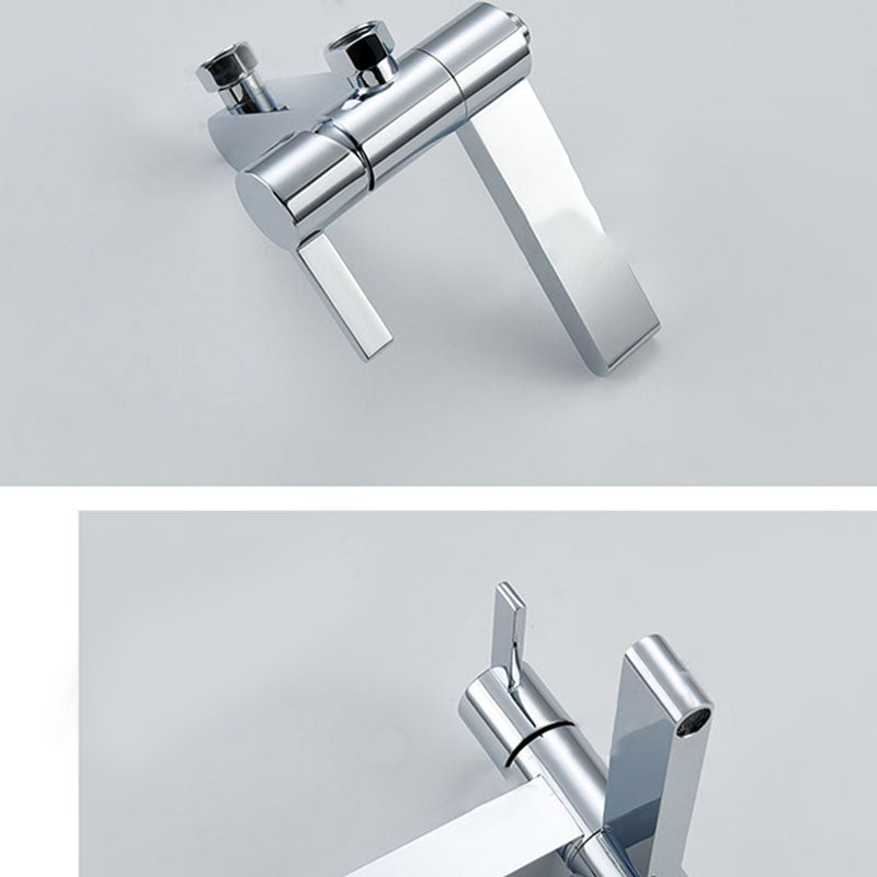 Contemporary Chrome Bath Faucet Trim Swivel Wall Mounted with Hand Shower Clearhalo 'Bathroom Remodel & Bathroom Fixtures' 'Bathtub Faucets' 'bathtub_faucets' 'Home Improvement' 'home_improvement' 'home_improvement_bathtub_faucets' 6952842