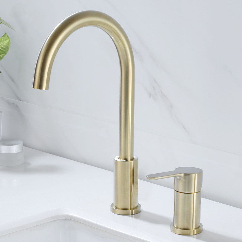 Industrial Roman Tub Faucet Trim High Arc Deck Mount Copper Bathtub Faucet Gold 2 Hole Faucets Hand Shower Not Included Clearhalo 'Bathroom Remodel & Bathroom Fixtures' 'Bathtub Faucets' 'bathtub_faucets' 'Home Improvement' 'home_improvement' 'home_improvement_bathtub_faucets' 6952872