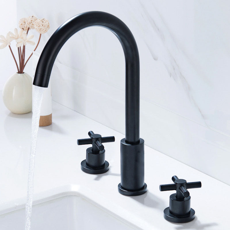Industrial Roman Tub Faucet Trim High Arc Deck Mount Copper Bathtub Faucet Black 3 Hole Faucets Hand Shower Not Included Clearhalo 'Bathroom Remodel & Bathroom Fixtures' 'Bathtub Faucets' 'bathtub_faucets' 'Home Improvement' 'home_improvement' 'home_improvement_bathtub_faucets' 6952873