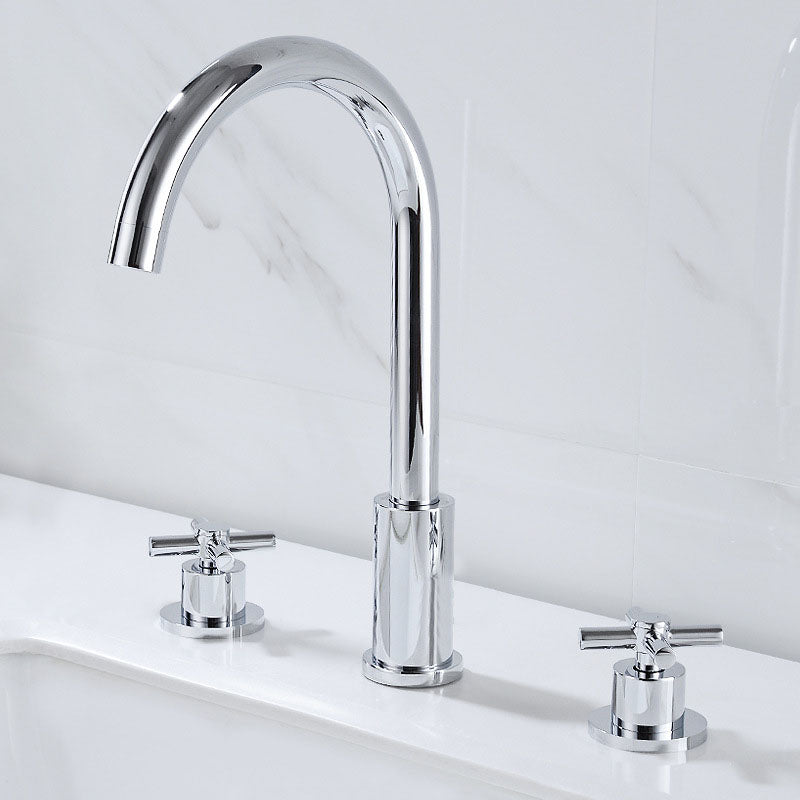 Industrial Roman Tub Faucet Trim High Arc Deck Mount Copper Bathtub Faucet Chrome 3 Hole Faucets Hand Shower Not Included Clearhalo 'Bathroom Remodel & Bathroom Fixtures' 'Bathtub Faucets' 'bathtub_faucets' 'Home Improvement' 'home_improvement' 'home_improvement_bathtub_faucets' 6952876