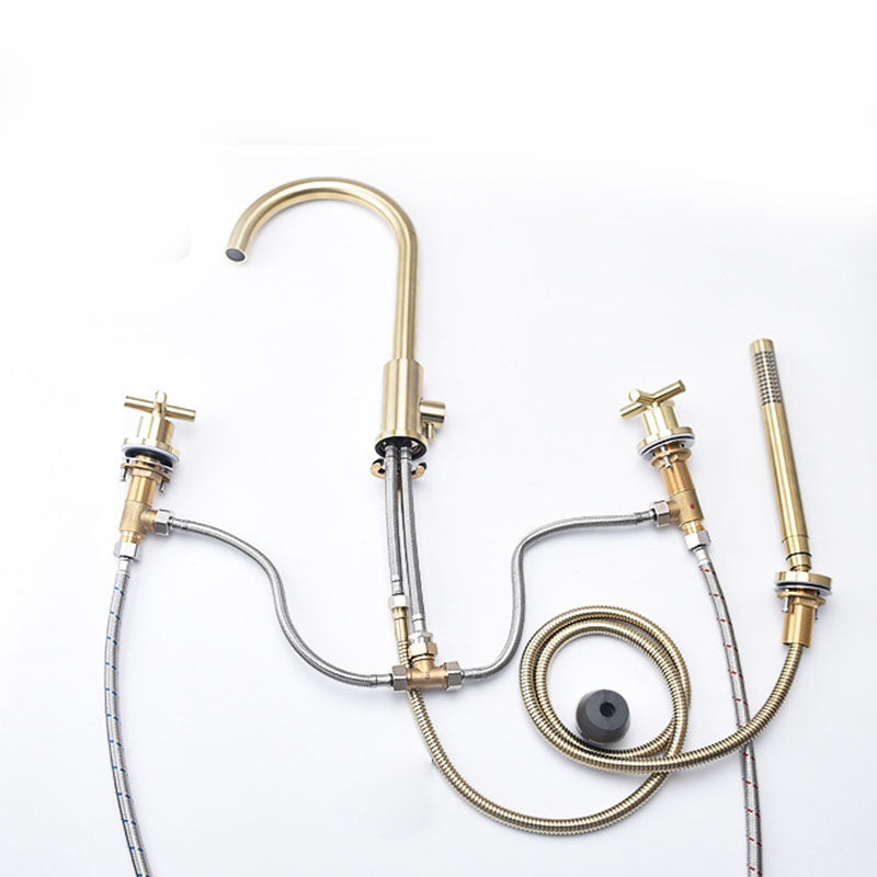 Industrial Roman Tub Faucet Trim High Arc Deck Mount Copper Bathtub Faucet Clearhalo 'Bathroom Remodel & Bathroom Fixtures' 'Bathtub Faucets' 'bathtub_faucets' 'Home Improvement' 'home_improvement' 'home_improvement_bathtub_faucets' 6952881