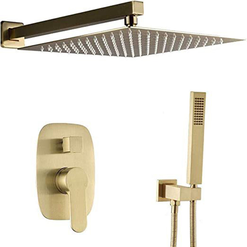 Shower Set Brass Modern Ceiling Mounted Dual Shower Head Square Swivel Shower System Gold 12" In-wall Top Spray Clearhalo 'Bathroom Remodel & Bathroom Fixtures' 'Home Improvement' 'home_improvement' 'home_improvement_shower_faucets' 'Shower Faucets & Systems' 'shower_faucets' 'Showers & Bathtubs Plumbing' 'Showers & Bathtubs' 6952909
