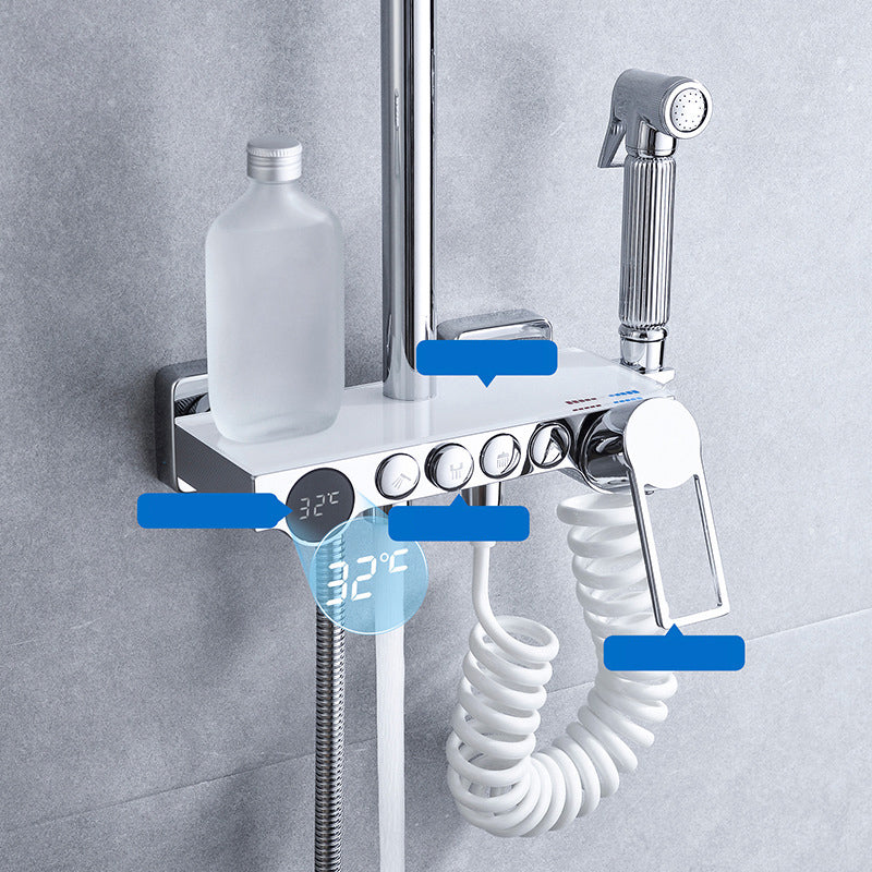 Wall Mounted Shower System Modern Handheld Shower Head Raining Jet Shower System Clearhalo 'Bathroom Remodel & Bathroom Fixtures' 'Home Improvement' 'home_improvement' 'home_improvement_shower_faucets' 'Shower Faucets & Systems' 'shower_faucets' 'Showers & Bathtubs Plumbing' 'Showers & Bathtubs' 6952977