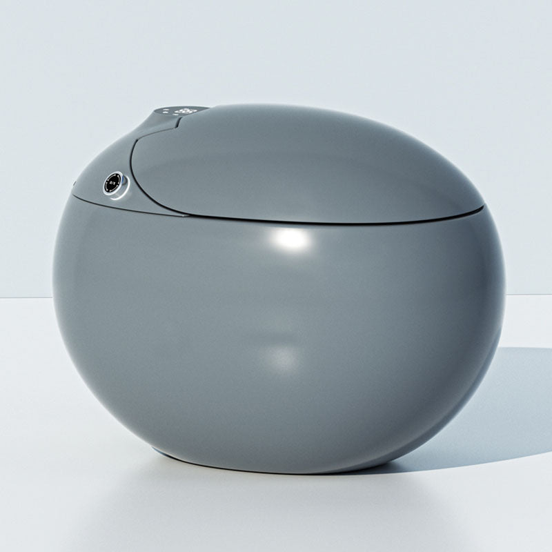 Contemporary Foot Sensor Ceramic Heated Seat Grey Round Floor Mount Bidet Automatic Lid Clearhalo 'Bathroom Remodel & Bathroom Fixtures' 'Bidets' 'Home Improvement' 'home_improvement' 'home_improvement_bidets' 'Toilets & Bidets' 6953065