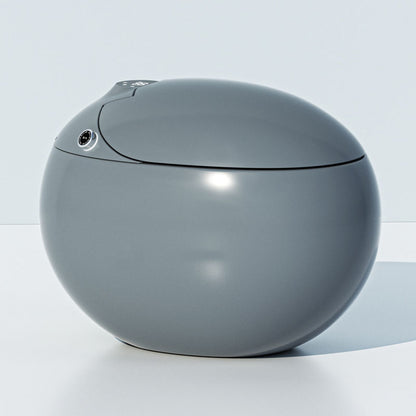 Contemporary Foot Sensor Ceramic Heated Seat Grey Round Floor Mount Bidet Automatic Lid Clearhalo 'Bathroom Remodel & Bathroom Fixtures' 'Bidets' 'Home Improvement' 'home_improvement' 'home_improvement_bidets' 'Toilets & Bidets' 6953065