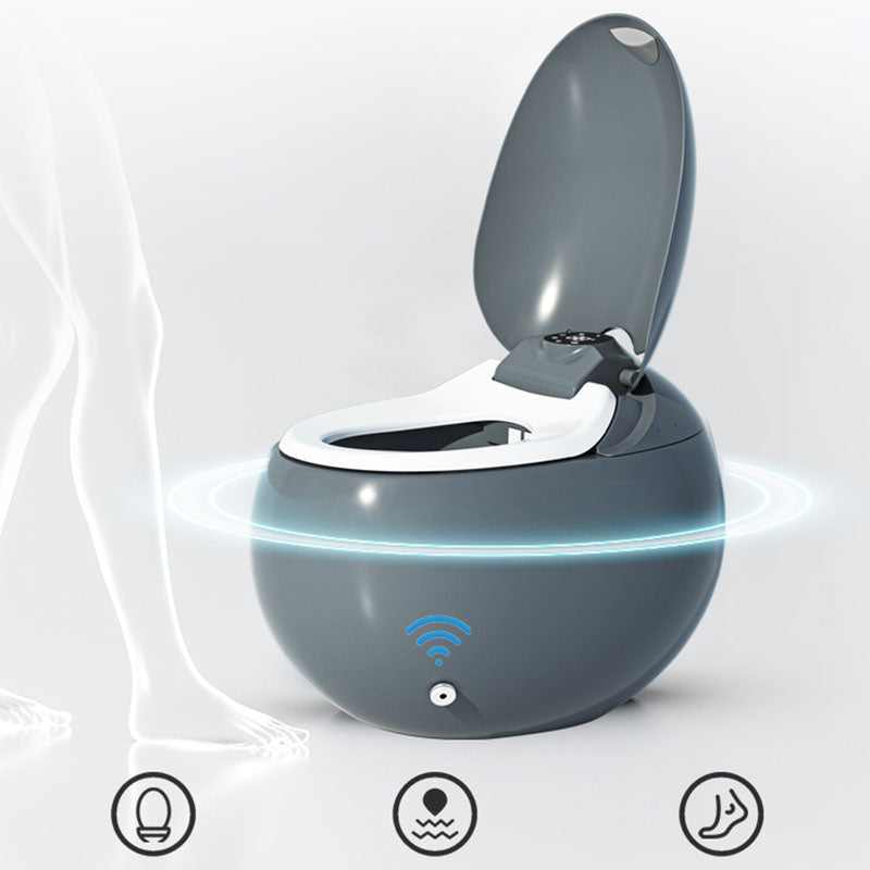 Contemporary Foot Sensor Ceramic Heated Seat Grey Round Floor Mount Bidet Clearhalo 'Bathroom Remodel & Bathroom Fixtures' 'Bidets' 'Home Improvement' 'home_improvement' 'home_improvement_bidets' 'Toilets & Bidets' 6953067