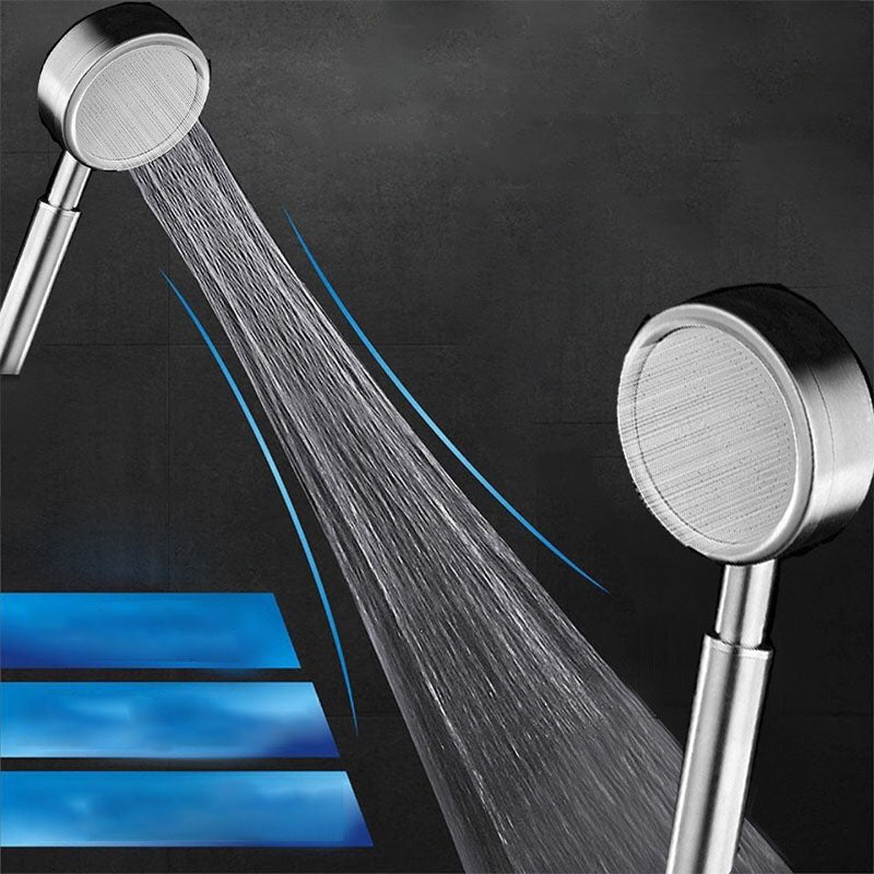 Classic Shower Head Round Metal Handheld Shower Head in Silver Clearhalo 'Bathroom Remodel & Bathroom Fixtures' 'Home Improvement' 'home_improvement' 'home_improvement_shower_heads' 'Shower Heads' 'shower_heads' 'Showers & Bathtubs Plumbing' 'Showers & Bathtubs' 6953311