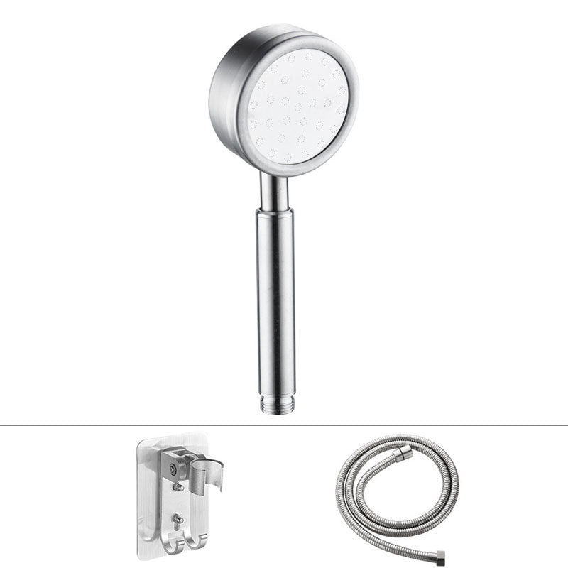 Classic Shower Head Round Metal Handheld Shower Head in Silver Silver Shower & Hose & Hole-free Wall Seat Clearhalo 'Bathroom Remodel & Bathroom Fixtures' 'Home Improvement' 'home_improvement' 'home_improvement_shower_heads' 'Shower Heads' 'shower_heads' 'Showers & Bathtubs Plumbing' 'Showers & Bathtubs' 6953318