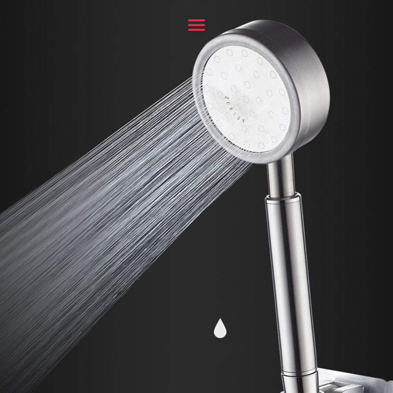 Classic Shower Head Round Metal Handheld Shower Head in Silver Clearhalo 'Bathroom Remodel & Bathroom Fixtures' 'Home Improvement' 'home_improvement' 'home_improvement_shower_heads' 'Shower Heads' 'shower_heads' 'Showers & Bathtubs Plumbing' 'Showers & Bathtubs' 6953319