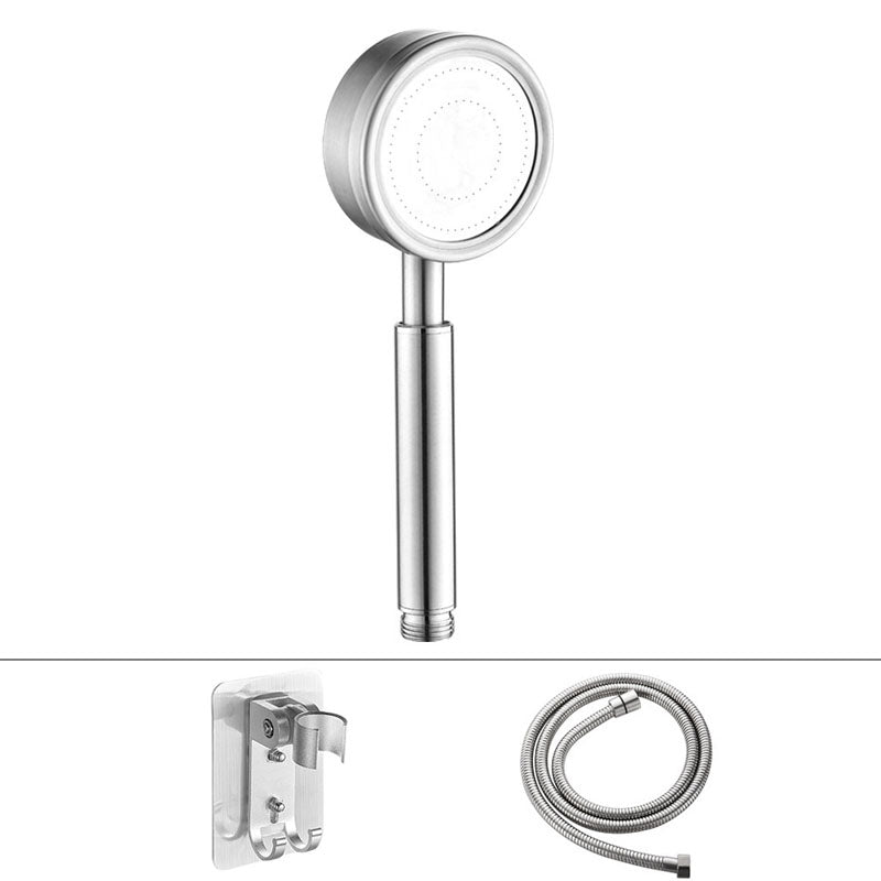 Classic Shower Head Round Metal Handheld Shower Head in Silver Nickel Shower & Hose & Hole-free Wall Seat Clearhalo 'Bathroom Remodel & Bathroom Fixtures' 'Home Improvement' 'home_improvement' 'home_improvement_shower_heads' 'Shower Heads' 'shower_heads' 'Showers & Bathtubs Plumbing' 'Showers & Bathtubs' 6953320
