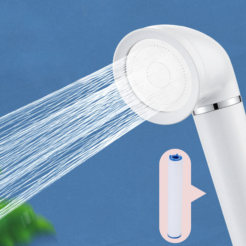 White Round Shower Head Plastic Supercharged Handheld Shower Head Shower & Filter Cotton Clearhalo 'Bathroom Remodel & Bathroom Fixtures' 'Home Improvement' 'home_improvement' 'home_improvement_shower_heads' 'Shower Heads' 'shower_heads' 'Showers & Bathtubs Plumbing' 'Showers & Bathtubs' 6953325