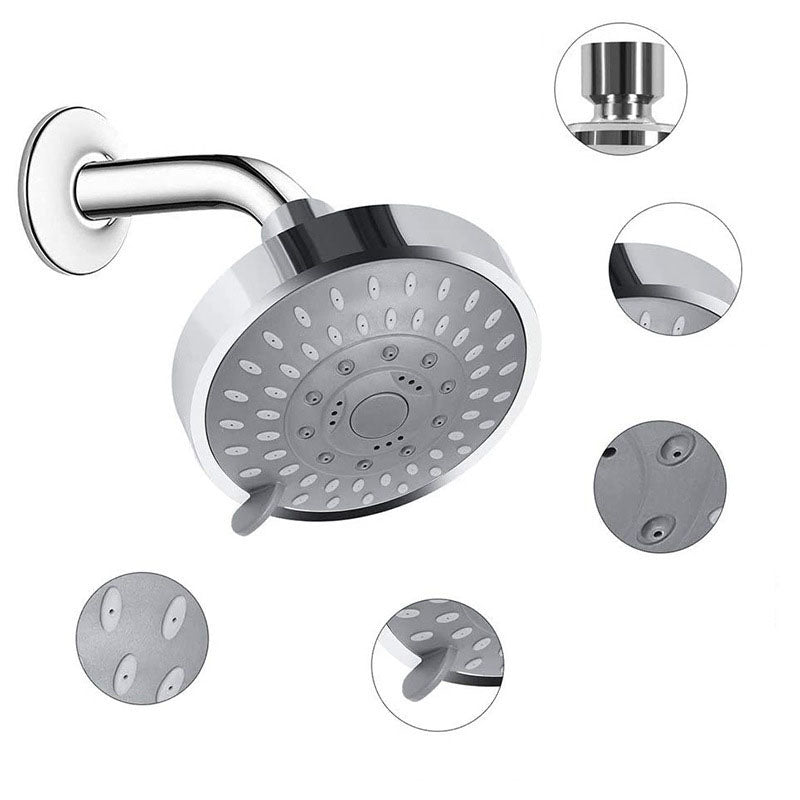 Modern Shower Head Self-Cleaning Standard Round Shower Heads in Silver Clearhalo 'Bathroom Remodel & Bathroom Fixtures' 'Home Improvement' 'home_improvement' 'home_improvement_shower_heads' 'Shower Heads' 'shower_heads' 'Showers & Bathtubs Plumbing' 'Showers & Bathtubs' 6953389
