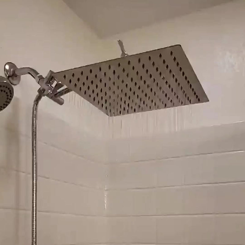 Classic Dual Shower Head Water Efficient Suqare Metal Dual Shower Head Clearhalo 'Bathroom Remodel & Bathroom Fixtures' 'Home Improvement' 'home_improvement' 'home_improvement_shower_heads' 'Shower Heads' 'shower_heads' 'Showers & Bathtubs Plumbing' 'Showers & Bathtubs' 6953396