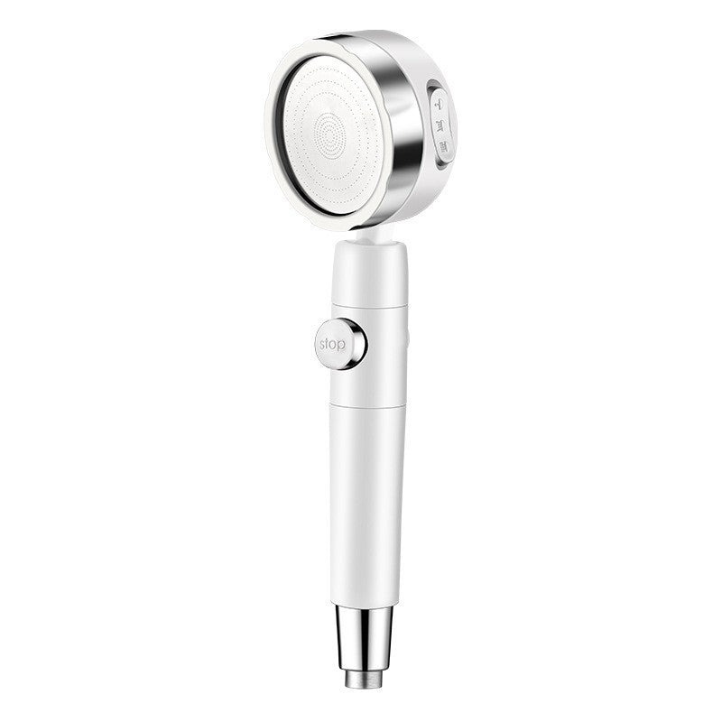 Adjustable Water Flow Shower Head Solid Color 3 Settings Round Handheld Shower Head White/Silver Key Control Clearhalo 'Bathroom Remodel & Bathroom Fixtures' 'Home Improvement' 'home_improvement' 'home_improvement_shower_heads' 'Shower Heads' 'shower_heads' 'Showers & Bathtubs Plumbing' 'Showers & Bathtubs' 6953406