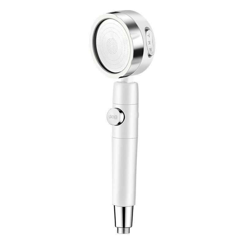 Adjustable Water Flow Shower Head Solid Color 3 Settings Round Handheld Shower Head White Silver Key Control Clearhalo 'Bathroom Remodel & Bathroom Fixtures' 'Home Improvement' 'home_improvement' 'home_improvement_shower_heads' 'Shower Heads' 'shower_heads' 'Showers & Bathtubs Plumbing' 'Showers & Bathtubs' 6953406