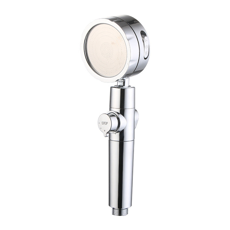 Adjustable Water Flow Shower Head Solid Color 3 Settings Round Handheld Shower Head Silver Voltage Regulation Clearhalo 'Bathroom Remodel & Bathroom Fixtures' 'Home Improvement' 'home_improvement' 'home_improvement_shower_heads' 'Shower Heads' 'shower_heads' 'Showers & Bathtubs Plumbing' 'Showers & Bathtubs' 6953410