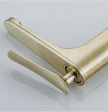 1 Handle Full Copper Bathroom Sink Faucet Nordic Modern Vanity Faucet with Drain Clearhalo 'Bathroom Remodel & Bathroom Fixtures' 'Bathroom Sink Faucets' 'Bathroom Sinks & Faucet Components' 'bathroom_sink_faucets' 'Home Improvement' 'home_improvement' 'home_improvement_bathroom_sink_faucets' 6957427