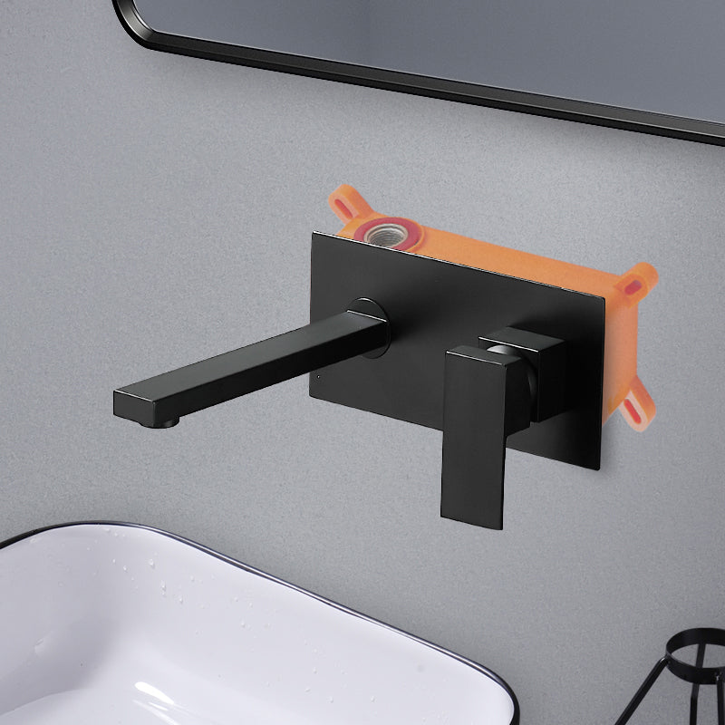 Low Arc Wall Mounted Bathroom Knob Handle Faucet Lavatory Faucet Clearhalo 'Bathroom Remodel & Bathroom Fixtures' 'Bathroom Sink Faucets' 'Bathroom Sinks & Faucet Components' 'bathroom_sink_faucets' 'Home Improvement' 'home_improvement' 'home_improvement_bathroom_sink_faucets' 6957472
