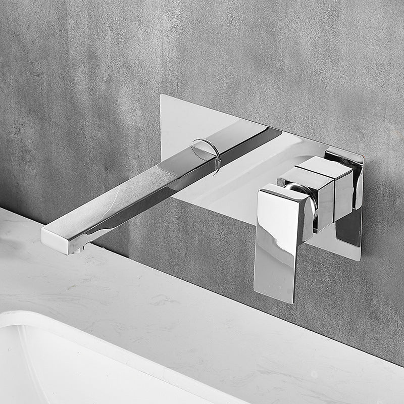 Low Arc Wall Mounted Bathroom Knob Handle Faucet Lavatory Faucet Clearhalo 'Bathroom Remodel & Bathroom Fixtures' 'Bathroom Sink Faucets' 'Bathroom Sinks & Faucet Components' 'bathroom_sink_faucets' 'Home Improvement' 'home_improvement' 'home_improvement_bathroom_sink_faucets' 6957474