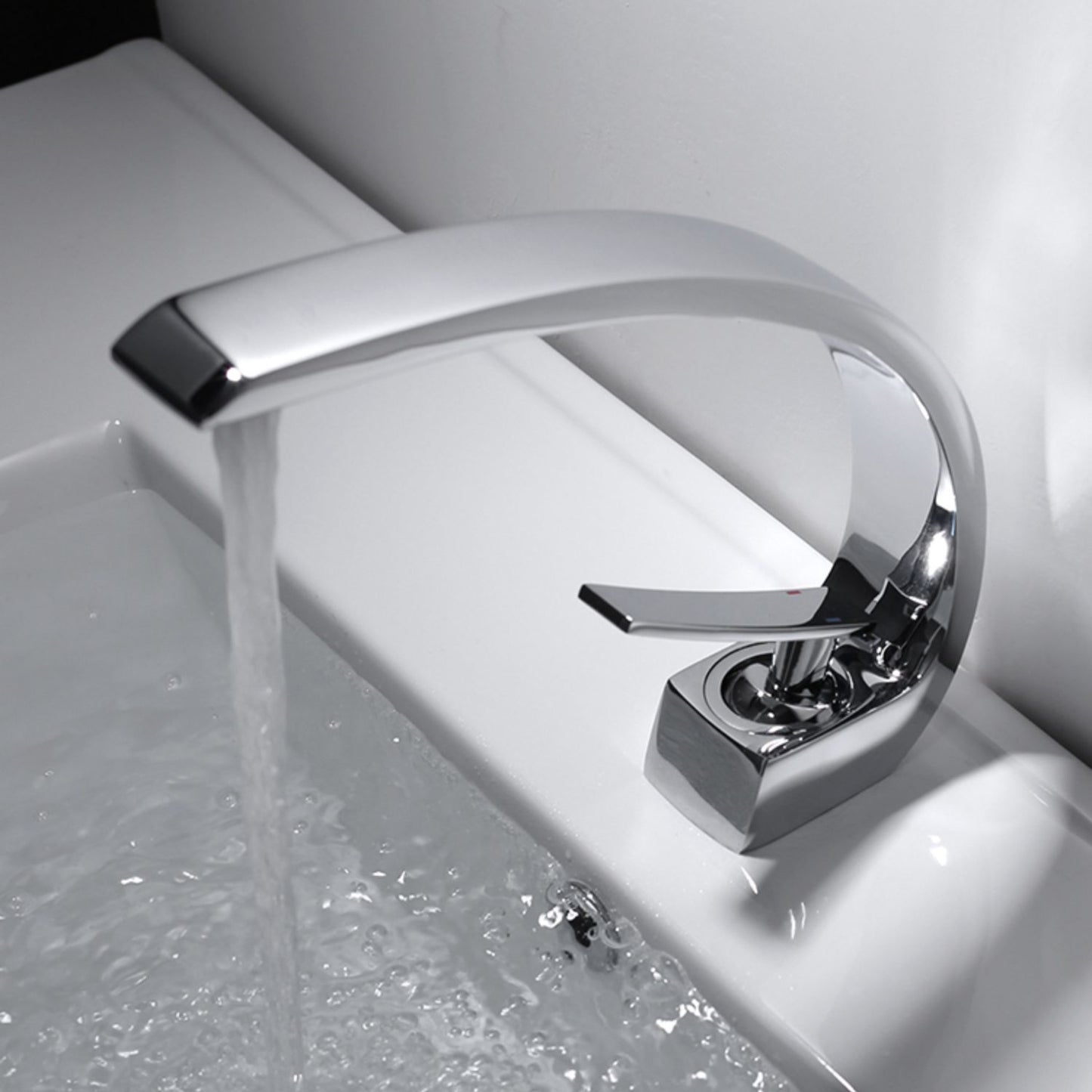 Waterfall Spout Widespread Lavatory Faucet Modern Lever Handles Sink Faucet Clearhalo 'Bathroom Remodel & Bathroom Fixtures' 'Bathroom Sink Faucets' 'Bathroom Sinks & Faucet Components' 'bathroom_sink_faucets' 'Home Improvement' 'home_improvement' 'home_improvement_bathroom_sink_faucets' 6957489