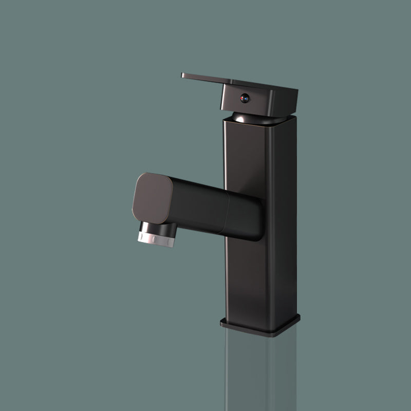 Square Brass Bathroom Sink Faucet with 1-Handle Swivel Spout Sink Faucet Black Short Clearhalo 'Bathroom Remodel & Bathroom Fixtures' 'Bathroom Sink Faucets' 'Bathroom Sinks & Faucet Components' 'bathroom_sink_faucets' 'Home Improvement' 'home_improvement' 'home_improvement_bathroom_sink_faucets' 6957519