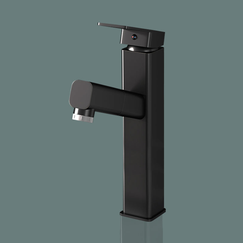 Square Brass Bathroom Sink Faucet with 1-Handle Swivel Spout Sink Faucet Black Tall Clearhalo 'Bathroom Remodel & Bathroom Fixtures' 'Bathroom Sink Faucets' 'Bathroom Sinks & Faucet Components' 'bathroom_sink_faucets' 'Home Improvement' 'home_improvement' 'home_improvement_bathroom_sink_faucets' 6957520