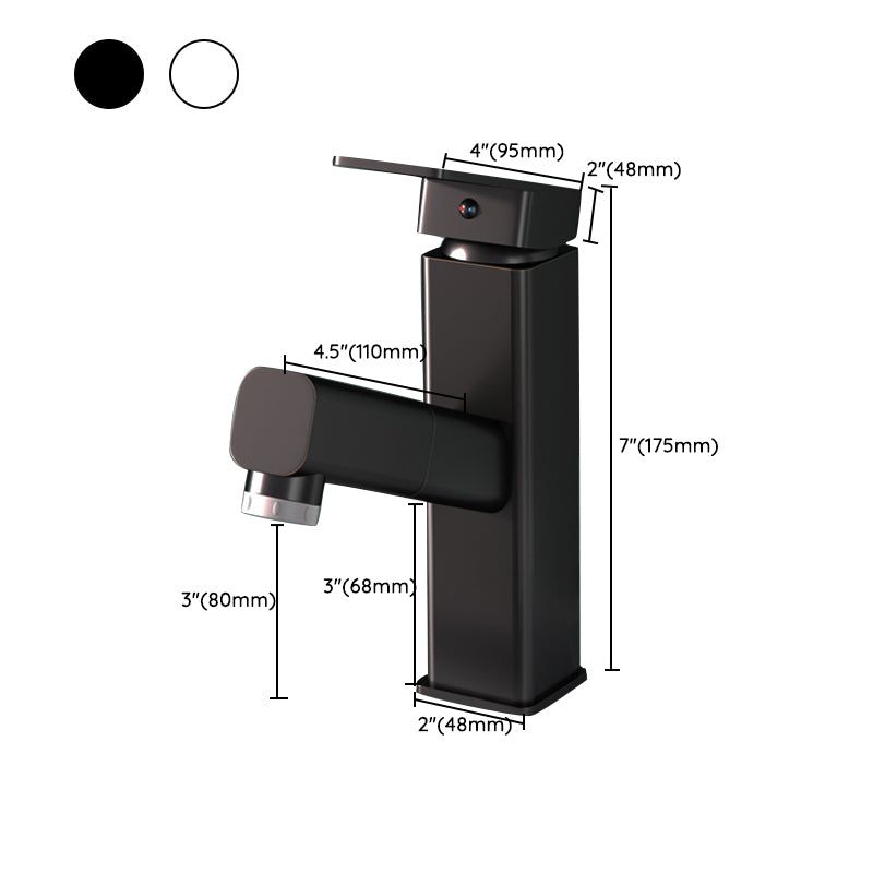 Square Brass Bathroom Sink Faucet with 1-Handle Swivel Spout Sink Faucet Clearhalo 'Bathroom Remodel & Bathroom Fixtures' 'Bathroom Sink Faucets' 'Bathroom Sinks & Faucet Components' 'bathroom_sink_faucets' 'Home Improvement' 'home_improvement' 'home_improvement_bathroom_sink_faucets' 6957527