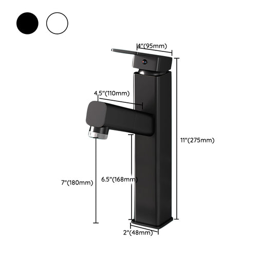 Square Brass Bathroom Sink Faucet with 1-Handle Swivel Spout Sink Faucet Clearhalo 'Bathroom Remodel & Bathroom Fixtures' 'Bathroom Sink Faucets' 'Bathroom Sinks & Faucet Components' 'bathroom_sink_faucets' 'Home Improvement' 'home_improvement' 'home_improvement_bathroom_sink_faucets' 6957528