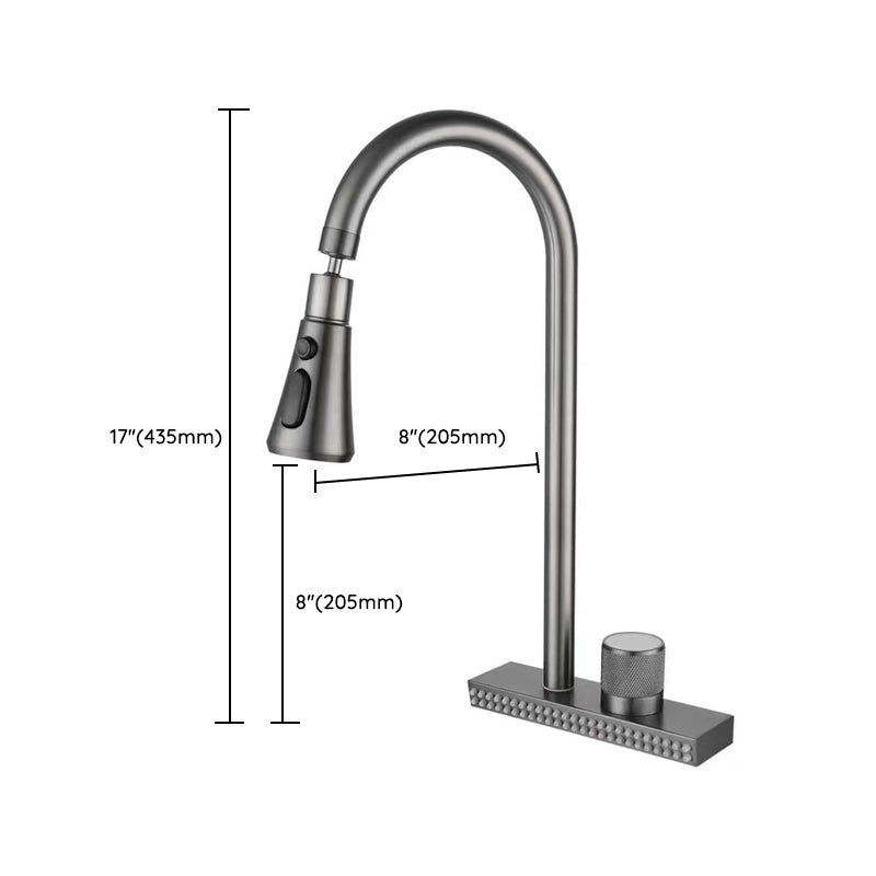 Contemporary Swivel Spout Standard Kitchen Faucets Grey Kitchen Bar Faucet Clearhalo 'Home Improvement' 'home_improvement' 'home_improvement_kitchen_faucets' 'Kitchen Faucets' 'Kitchen Remodel & Kitchen Fixtures' 'Kitchen Sinks & Faucet Components' 'kitchen_faucets' 6957539