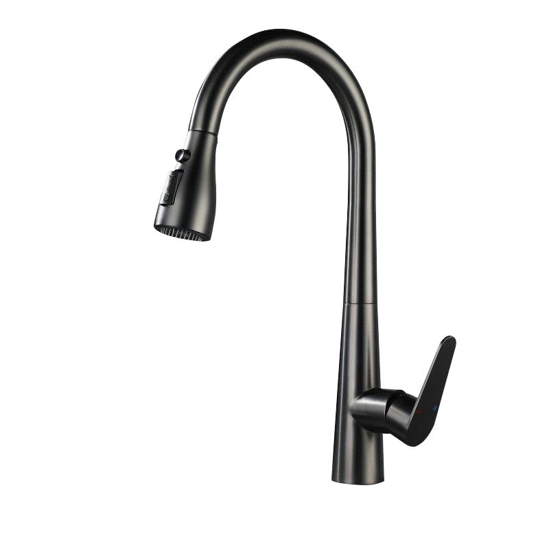 Contemporary Pull Down Kitchen Faucet Single Handle Faucet with Pull Out Sprayer Clearhalo 'Home Improvement' 'home_improvement' 'home_improvement_kitchen_faucets' 'Kitchen Faucets' 'Kitchen Remodel & Kitchen Fixtures' 'Kitchen Sinks & Faucet Components' 'kitchen_faucets' 6957560