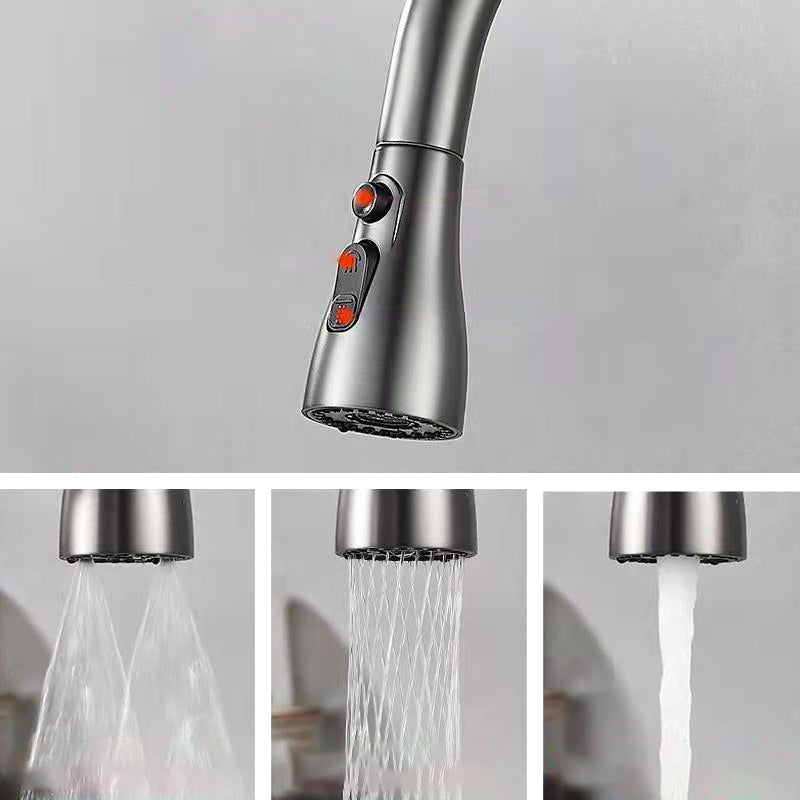 Contemporary Pull Down Kitchen Faucet Single Handle Faucet with Pull Out Sprayer Clearhalo 'Home Improvement' 'home_improvement' 'home_improvement_kitchen_faucets' 'Kitchen Faucets' 'Kitchen Remodel & Kitchen Fixtures' 'Kitchen Sinks & Faucet Components' 'kitchen_faucets' 6957564