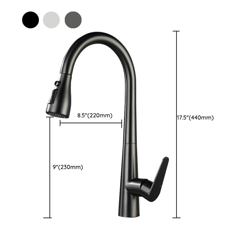 Contemporary Pull Down Kitchen Faucet Single Handle Faucet with Pull Out Sprayer Clearhalo 'Home Improvement' 'home_improvement' 'home_improvement_kitchen_faucets' 'Kitchen Faucets' 'Kitchen Remodel & Kitchen Fixtures' 'Kitchen Sinks & Faucet Components' 'kitchen_faucets' 6957566