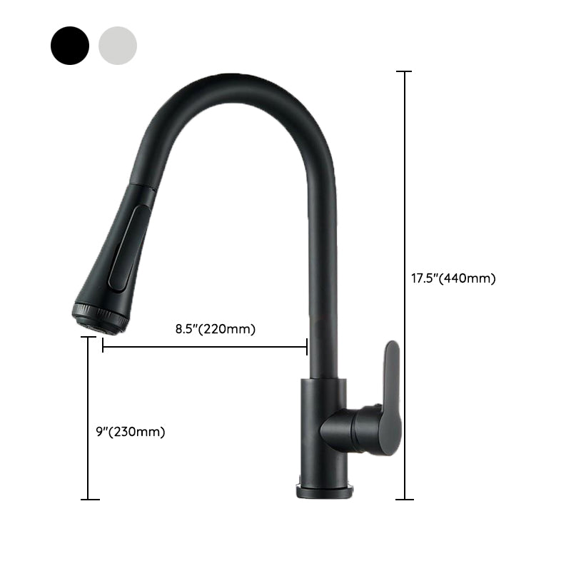Contemporary Pull Down Kitchen Faucet Single Handle Faucet with Pull Out Sprayer Clearhalo 'Home Improvement' 'home_improvement' 'home_improvement_kitchen_faucets' 'Kitchen Faucets' 'Kitchen Remodel & Kitchen Fixtures' 'Kitchen Sinks & Faucet Components' 'kitchen_faucets' 6957567