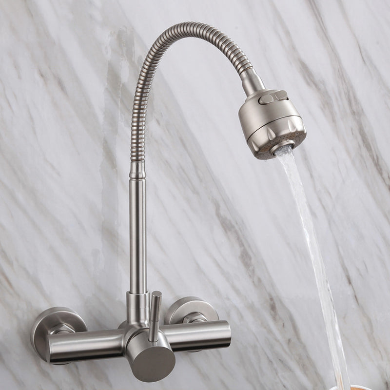 304 Stainless Steel Kitchen Faucet High Arch with Sprayer Bridge Faucets Clearhalo 'Home Improvement' 'home_improvement' 'home_improvement_kitchen_faucets' 'Kitchen Faucets' 'Kitchen Remodel & Kitchen Fixtures' 'Kitchen Sinks & Faucet Components' 'kitchen_faucets' 6957568