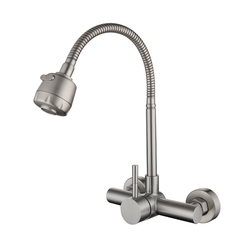 304 Stainless Steel Kitchen Faucet High Arch with Sprayer Bridge Faucets Clearhalo 'Home Improvement' 'home_improvement' 'home_improvement_kitchen_faucets' 'Kitchen Faucets' 'Kitchen Remodel & Kitchen Fixtures' 'Kitchen Sinks & Faucet Components' 'kitchen_faucets' 6957573