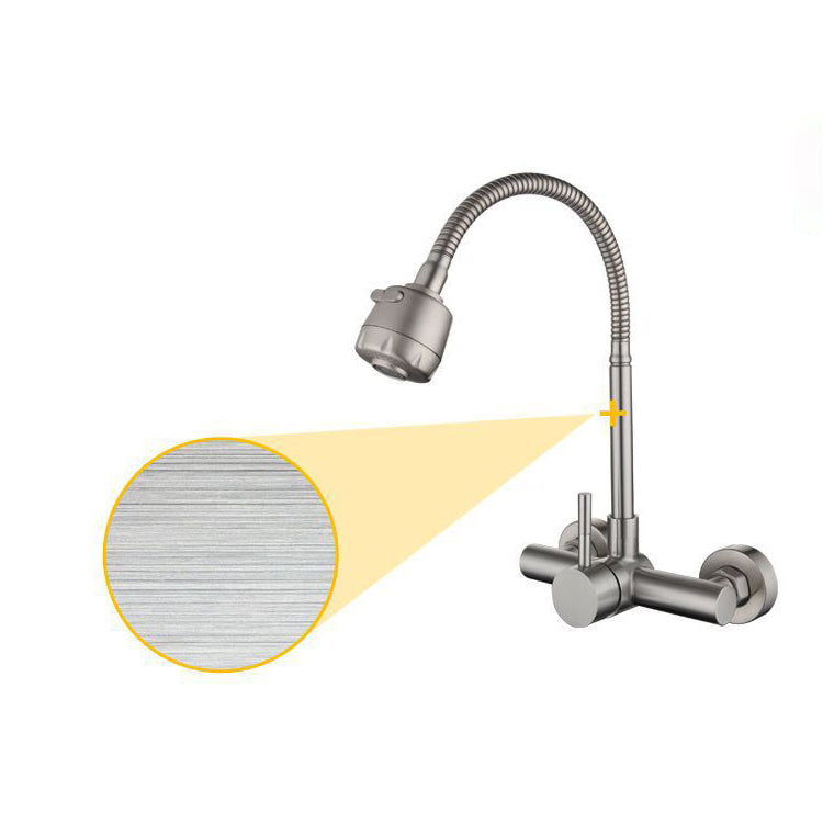 304 Stainless Steel Kitchen Faucet High Arch with Sprayer Bridge Faucets Clearhalo 'Home Improvement' 'home_improvement' 'home_improvement_kitchen_faucets' 'Kitchen Faucets' 'Kitchen Remodel & Kitchen Fixtures' 'Kitchen Sinks & Faucet Components' 'kitchen_faucets' 6957575