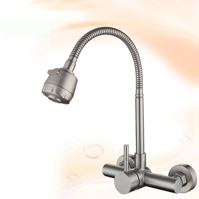 304 Stainless Steel Kitchen Faucet High Arch with Sprayer Bridge Faucets Clearhalo 'Home Improvement' 'home_improvement' 'home_improvement_kitchen_faucets' 'Kitchen Faucets' 'Kitchen Remodel & Kitchen Fixtures' 'Kitchen Sinks & Faucet Components' 'kitchen_faucets' 6957577