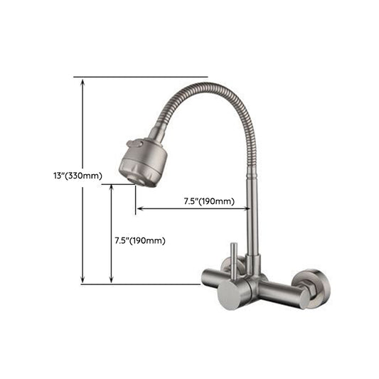 304 Stainless Steel Kitchen Faucet High Arch with Sprayer Bridge Faucets Clearhalo 'Home Improvement' 'home_improvement' 'home_improvement_kitchen_faucets' 'Kitchen Faucets' 'Kitchen Remodel & Kitchen Fixtures' 'Kitchen Sinks & Faucet Components' 'kitchen_faucets' 6957579