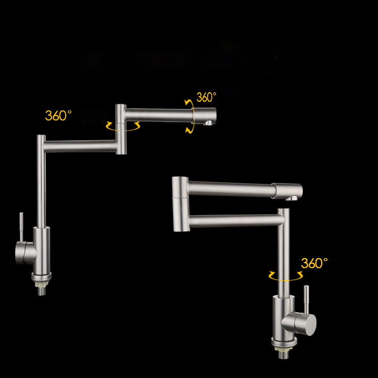Contemporary Kitchen Sink Faucet Swivel Spout Foldable 304 Stainless Steel Kitchen Faucet Clearhalo 'Home Improvement' 'home_improvement' 'home_improvement_kitchen_faucets' 'Kitchen Faucets' 'Kitchen Remodel & Kitchen Fixtures' 'Kitchen Sinks & Faucet Components' 'kitchen_faucets' 6957597