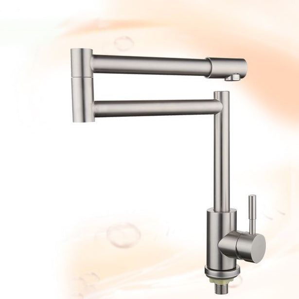 Contemporary Kitchen Sink Faucet Swivel Spout Foldable 304 Stainless Steel Kitchen Faucet Clearhalo 'Home Improvement' 'home_improvement' 'home_improvement_kitchen_faucets' 'Kitchen Faucets' 'Kitchen Remodel & Kitchen Fixtures' 'Kitchen Sinks & Faucet Components' 'kitchen_faucets' 6957598