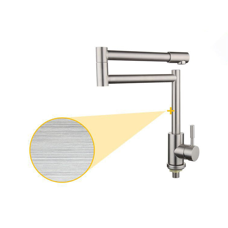 Contemporary Kitchen Sink Faucet Swivel Spout Foldable 304 Stainless Steel Kitchen Faucet Clearhalo 'Home Improvement' 'home_improvement' 'home_improvement_kitchen_faucets' 'Kitchen Faucets' 'Kitchen Remodel & Kitchen Fixtures' 'Kitchen Sinks & Faucet Components' 'kitchen_faucets' 6957600