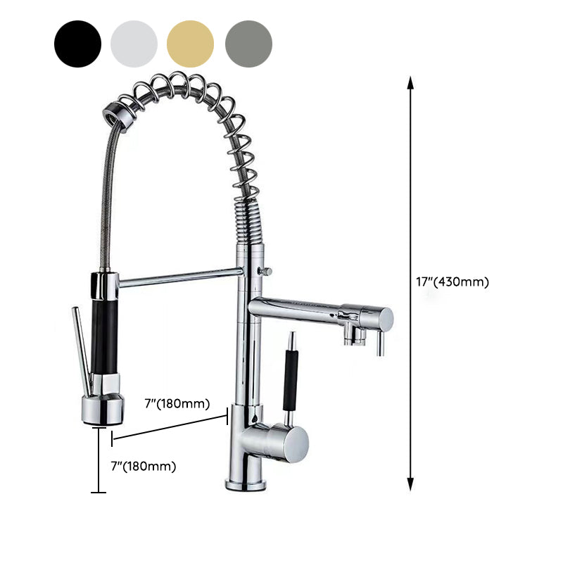 Modern Farmhouse Spring Spout Kitchen Sink Faucet Swivel Spout with Pull Down Sprayer Clearhalo 'Home Improvement' 'home_improvement' 'home_improvement_kitchen_faucets' 'Kitchen Faucets' 'Kitchen Remodel & Kitchen Fixtures' 'Kitchen Sinks & Faucet Components' 'kitchen_faucets' 6957614