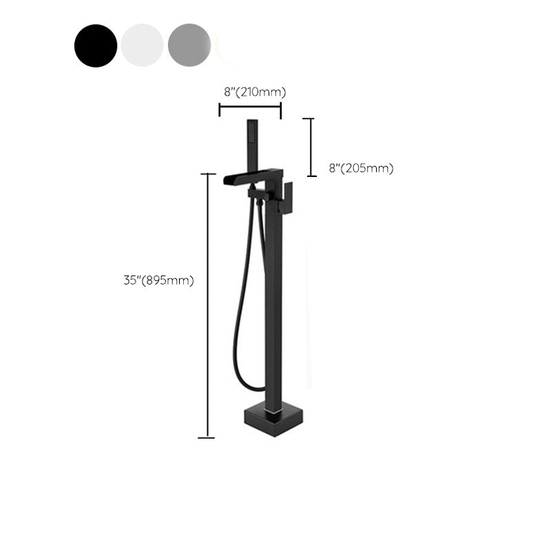 Modern Floor Standing Rod Handle Handheld Shower Head Bathtub Faucet Clearhalo 'Bathroom Remodel & Bathroom Fixtures' 'Bathtub Faucets' 'bathtub_faucets' 'Home Improvement' 'home_improvement' 'home_improvement_bathtub_faucets' 6959695