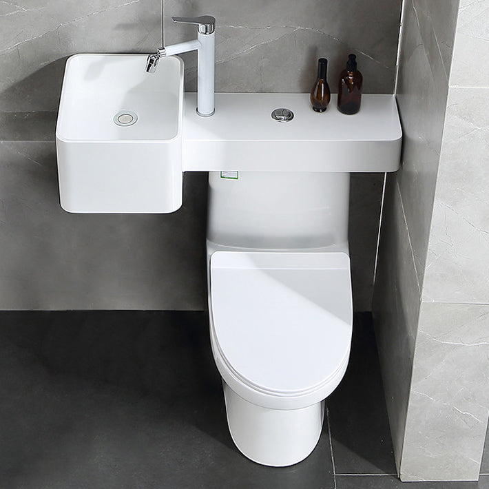 Contemporary Flush Toilet Floor Mount One-Piece Toilet Toilet Bowl 33"L x 26"W x 35"H Cold Hot Water Dispensor ( Left) Clearhalo 'Bathroom Remodel & Bathroom Fixtures' 'Home Improvement' 'home_improvement' 'home_improvement_toilets' 'Toilets & Bidets' 'Toilets' 6963262