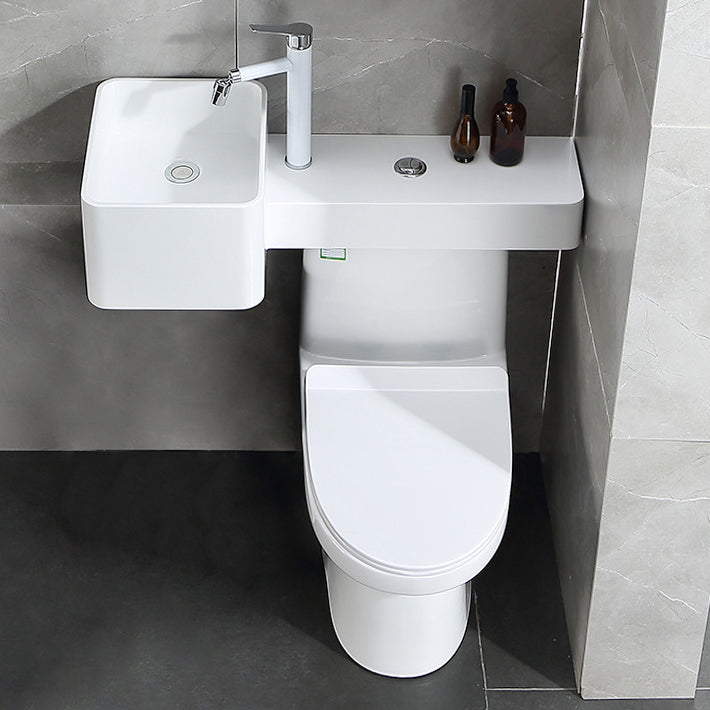 Contemporary Flush Toilet Floor Mount One-Piece Toilet Toilet Bowl 33"L x 26"W x 35"H Cold/Hot Water Dispensor ( Left) Clearhalo 'Bathroom Remodel & Bathroom Fixtures' 'Home Improvement' 'home_improvement' 'home_improvement_toilets' 'Toilets & Bidets' 'Toilets' 6963262